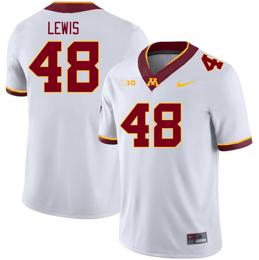 Men #48 Jacob Lewis Minnesota Golden Gophers College Football Jerseys Stitched-White - Click Image to Close